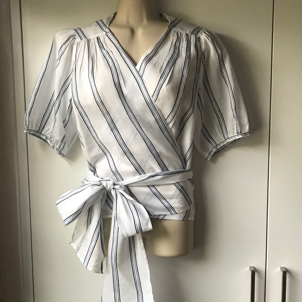 Paul & Joe White Embroidered Wrap Top from Paris